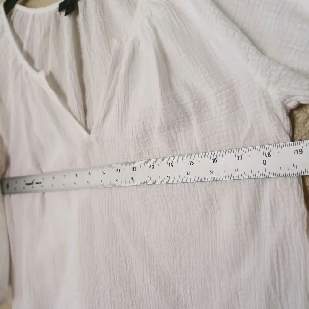 J Crew Top Size Small Womens Gold‎ Smock Neck Puff Sleeve Cotton Poplin Blouse